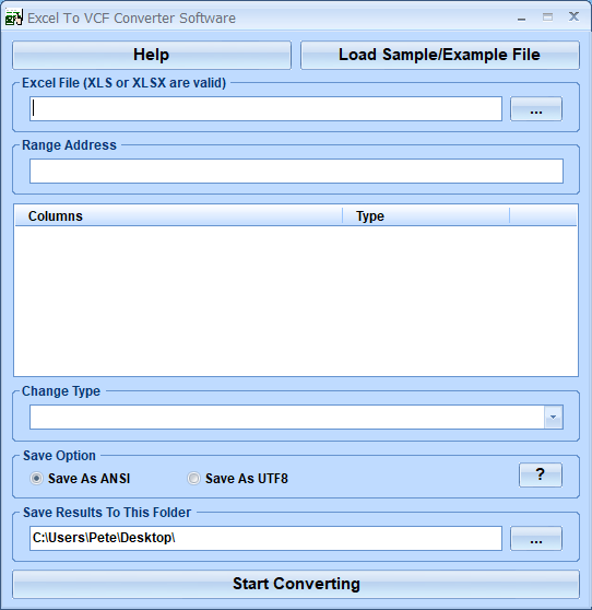 screenshot of xlsx-to-vcf-converter-software