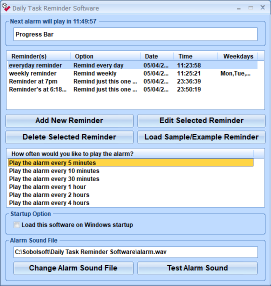 screenshot of daily-task-reminder-software