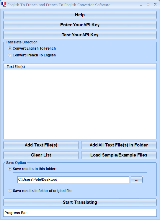 screenshot of english-to-french-and-french-to-english-converter-software