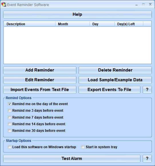 screenshot of event-reminder-software