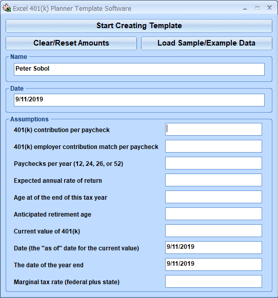 Excel 401(k) Planner Template Software software