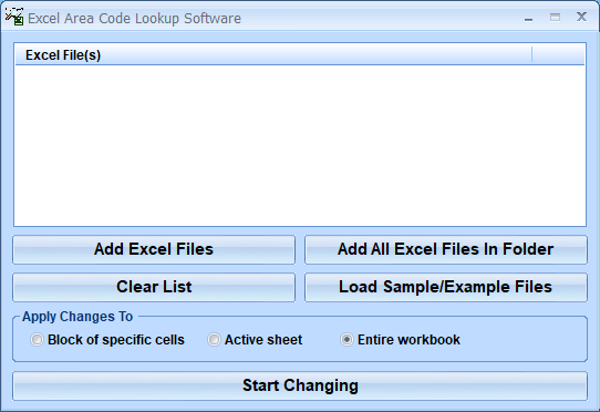 Excel Area Code Lookup Software screenshot