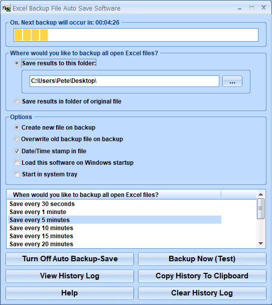 Excel Backup File Auto Save Software 7.0 full