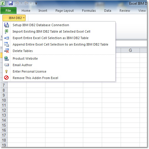 Excel IBM DB2 Import, Export & Convert Software software