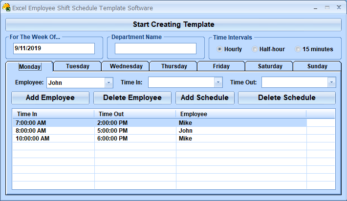 Excel Employee Shift Schedule Template Software 7.0 full