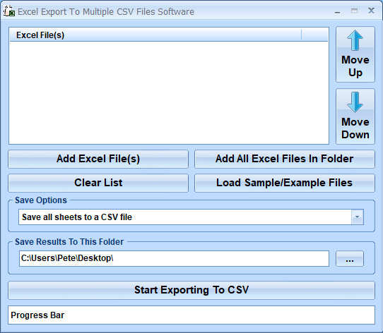 Excel Export To Multiple CSV Files Software screenshot