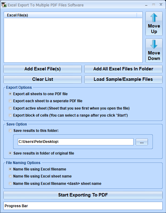 screenshot of excel-export-to-multiple-pdf-files-software