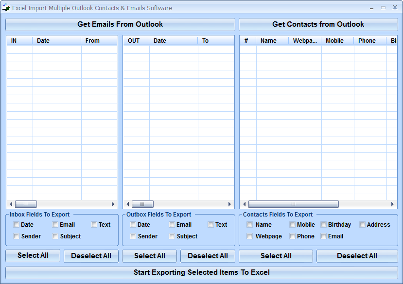 screenshot of excel-import-multiple-outlook-contacts-and-emails-software