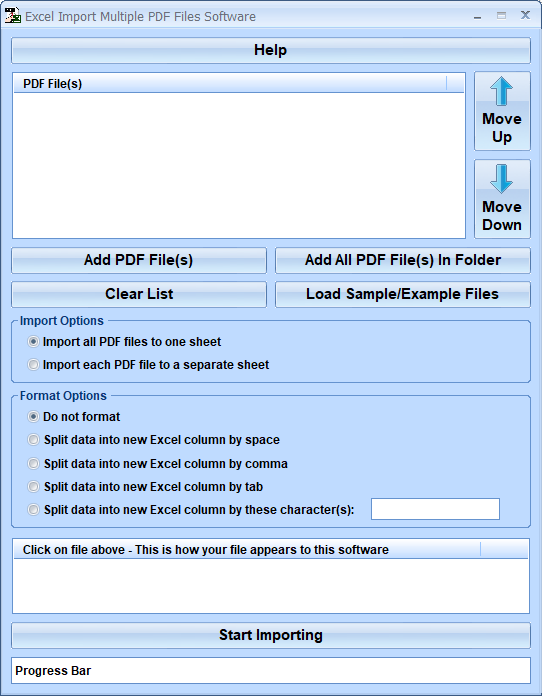 screenshot of excel-import-multiple-pdf-files-software
