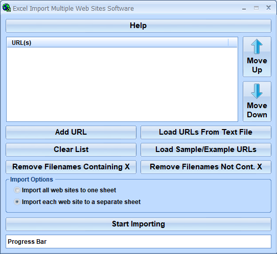 screenshot of excel-import-multiple-web-sites-software