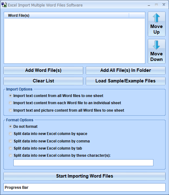 screenshot of excel-import-multiple-word-files-software