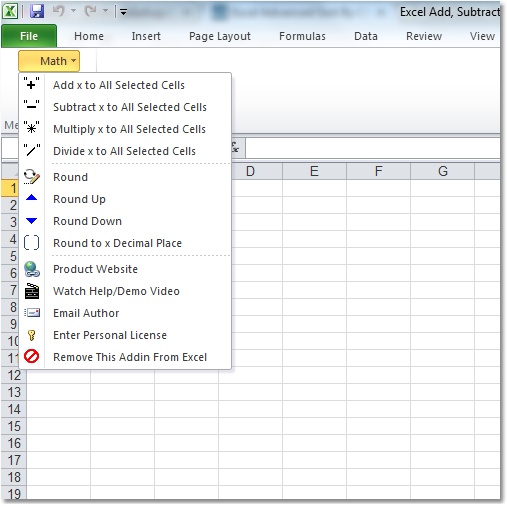 Excel Add, Subtract, Multiply, Divide or Round All Cells