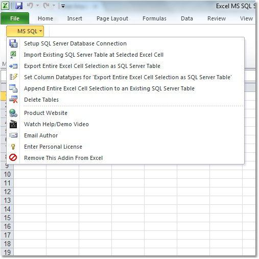 screenshot of excel-ms-sql-server-import,-export-and-convert-software