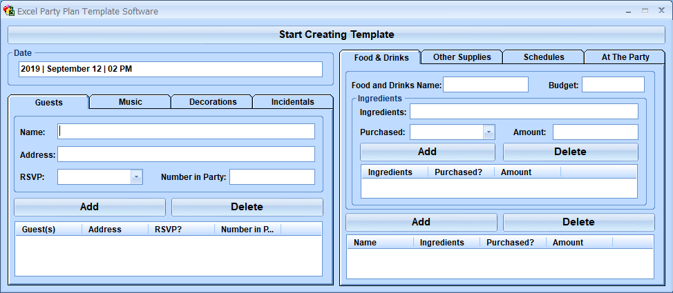 screenshot of excel-party-plan-template-software