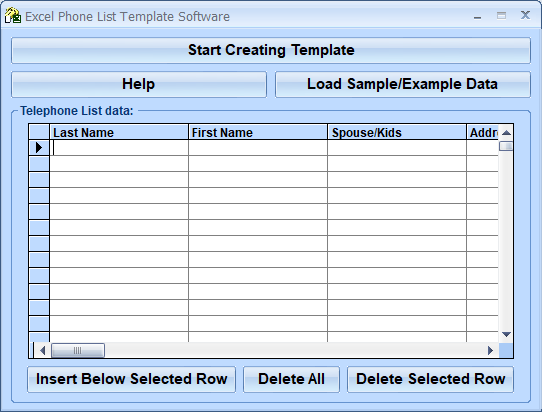 Excel Phone List Template Software screenshot