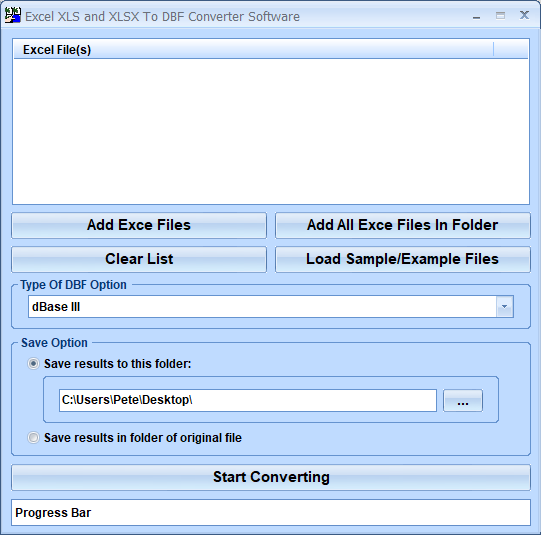 screenshot of excel-xls-and-xlsx-to-dbf-converter-software