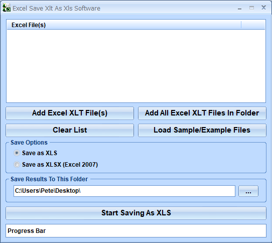 screenshot of excel-save-xlt-as-xls-software