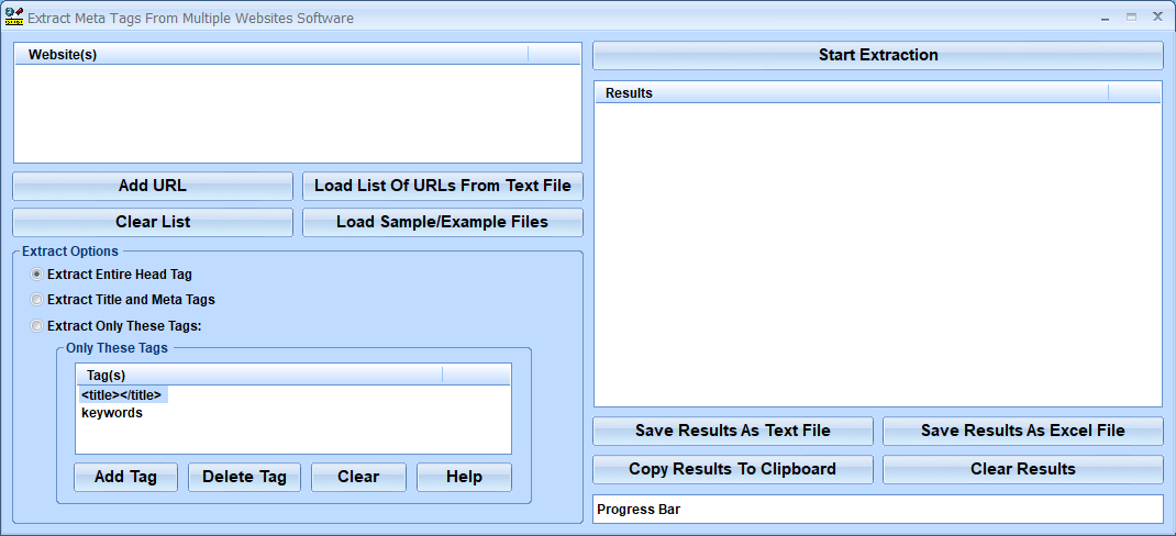 Extract Meta Tags From Multiple Websites Software screenshot