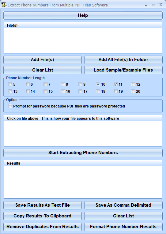 screenshot of extract-phone-numbers-from-multiple-pdf-files-software