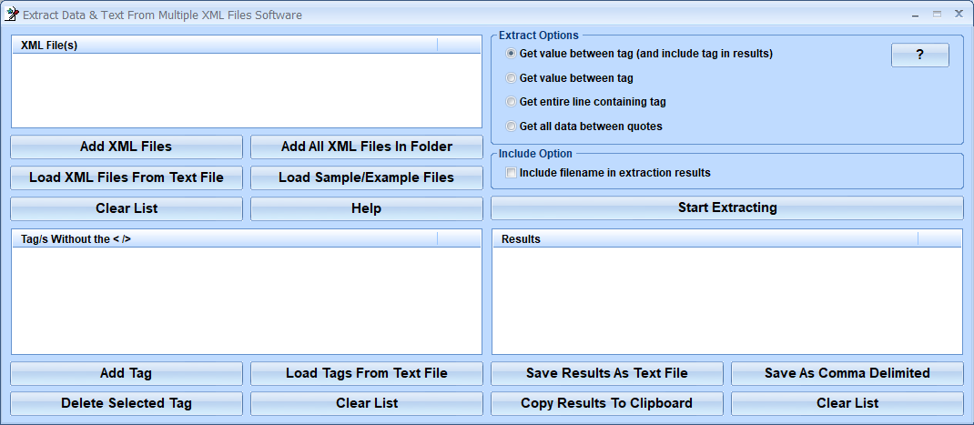 screenshot of extract-data-and-text-from-multiple-xml-files-software