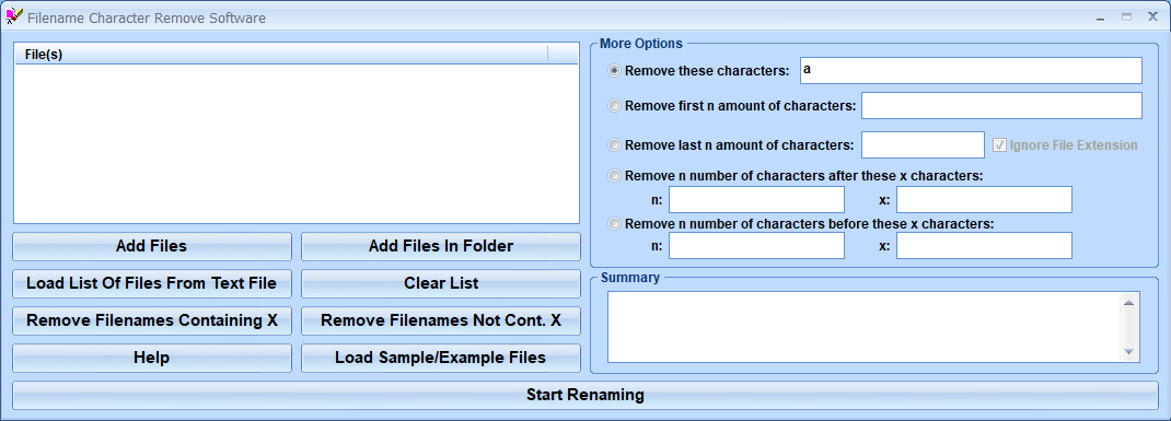 screenshot of filename-character-remove-software