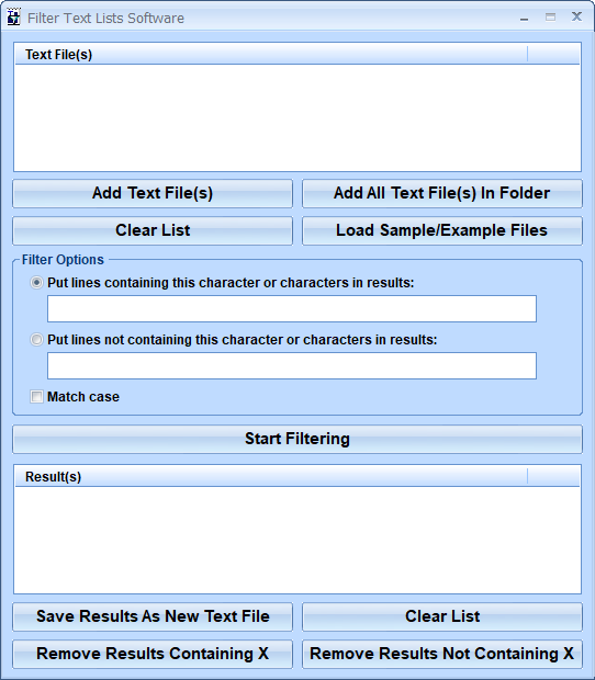 screenshot of filter-text-lists-software