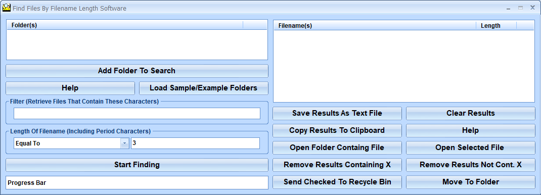 screenshot of find-files-by-filename-length-software