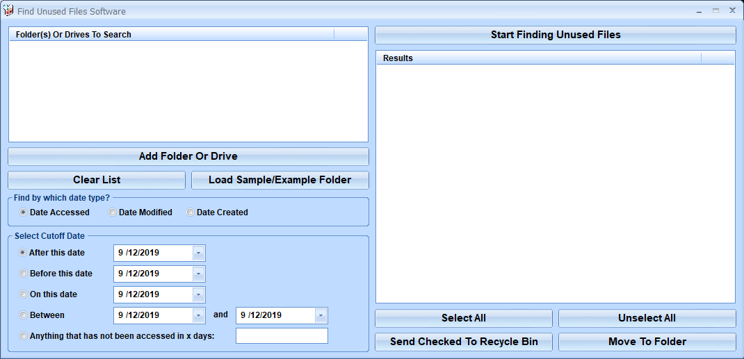 screenshot of find-unused-files-software