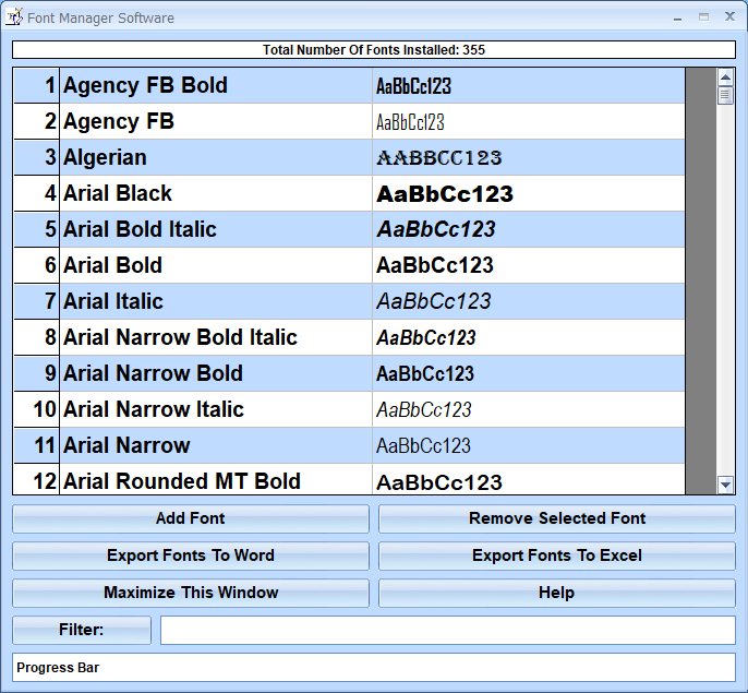 screenshot of font-manager-software