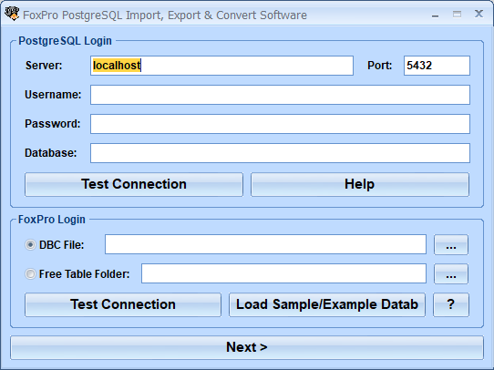 screenshot of foxpro-postgresql-import,-export-and-convert-software