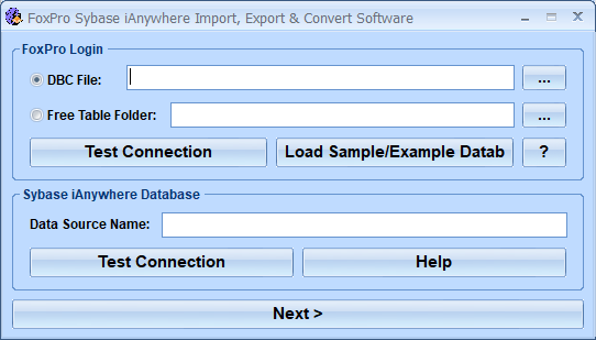 screenshot of foxpro-sybase-ianywhere-import,-export-and-convert-software