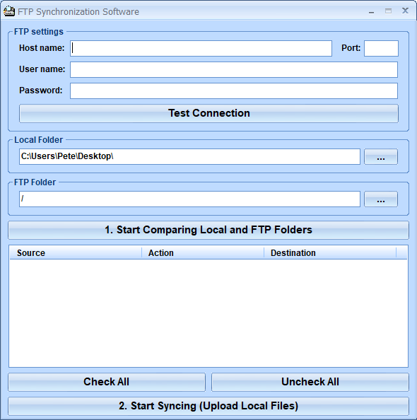screenshot of ftp-synchronization-software