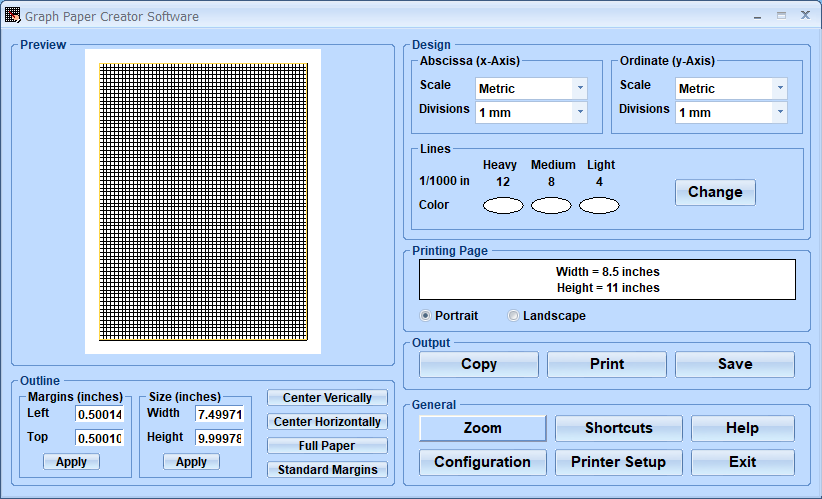 screenshot of graph-paper-creator-software