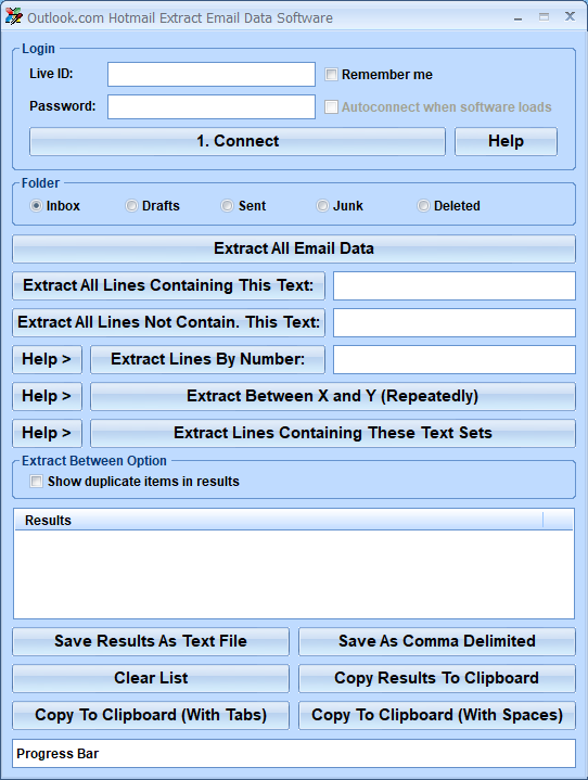 screenshot of outlook.com-hotmail-extract-email-data-software