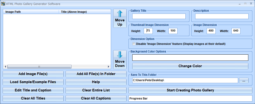 screenshot of html-photo-gallery-generator-software