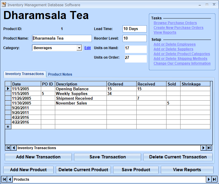 screenshot of inventory-management-database-software