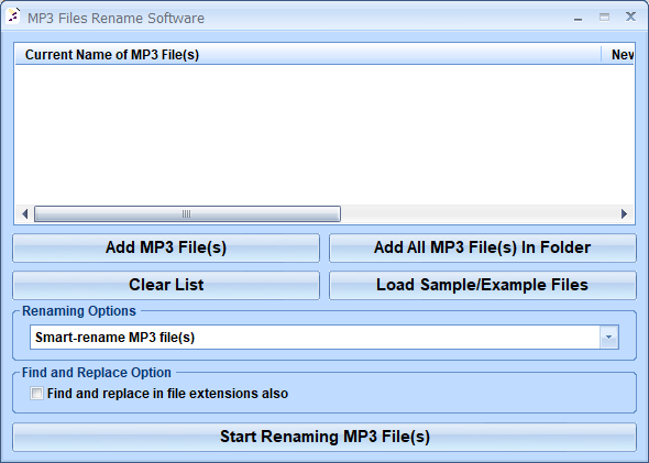 screenshot of mp3-files-rename-software
