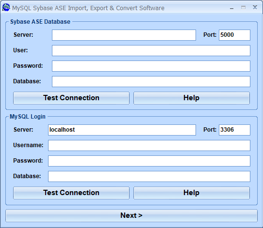 screenshot of mysql-sybase-ase-import,-export-and-convert-software