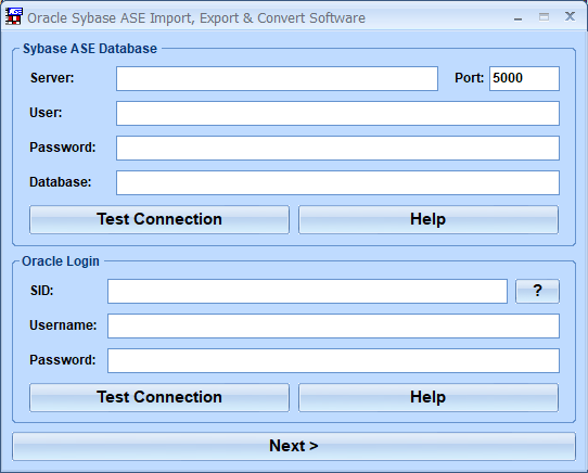 Oracle Sybase ASE Import, Export & Convert Software screenshot