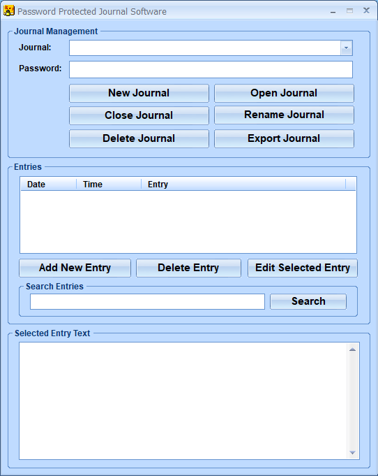screenshot of password-protected-journal-software