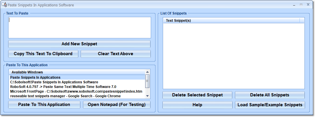 screenshot of paste-snippets
