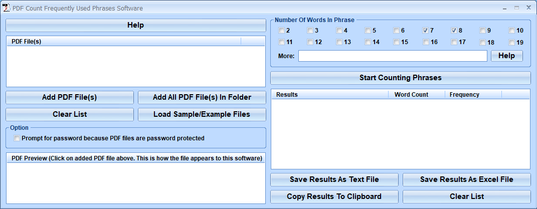 screenshot of pdf-count-frequently-used-phrases-software