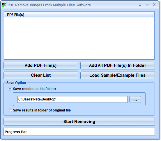 PDF Remove Images From Multiple Files Software screenshot