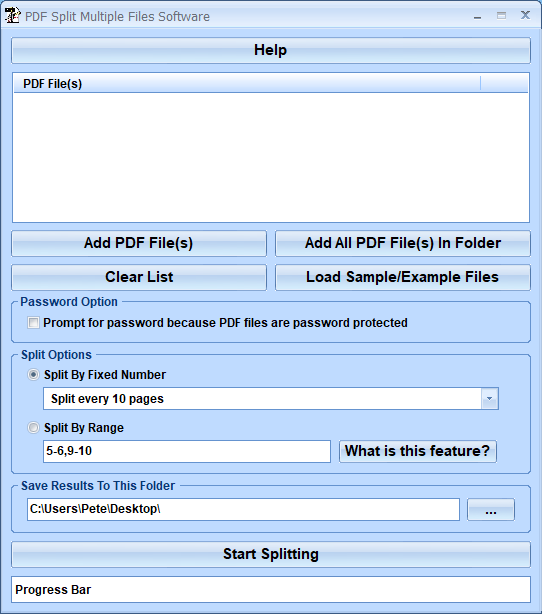 screenshot of pdf-split-multiple-files-software