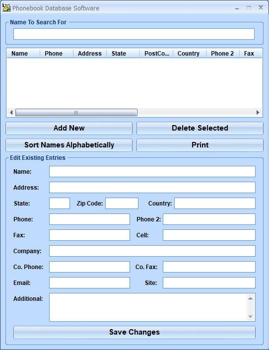 screenshot of phonebook-database-software