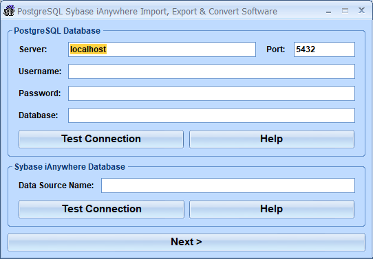 screenshot of postgresql-sybase-ianywhere-import,-export-and-convert-software