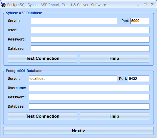 screenshot of postgresql-sybase-ase-import,-export-and-convert-software