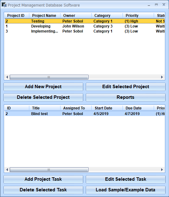 screenshot of project-management-database-software