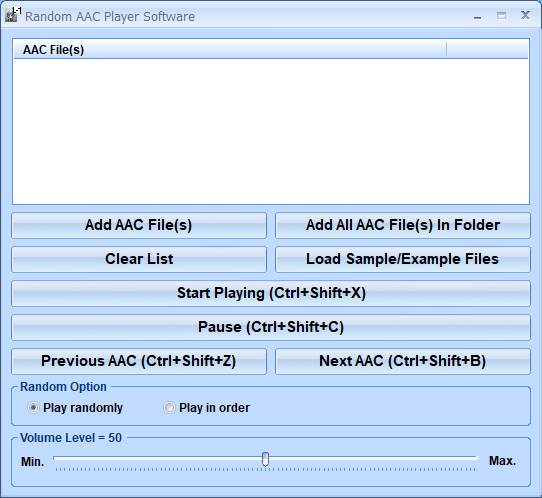 screenshot of random-aac-player-software