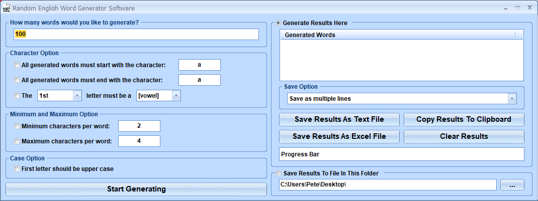 Random English Word Generator Software screenshot